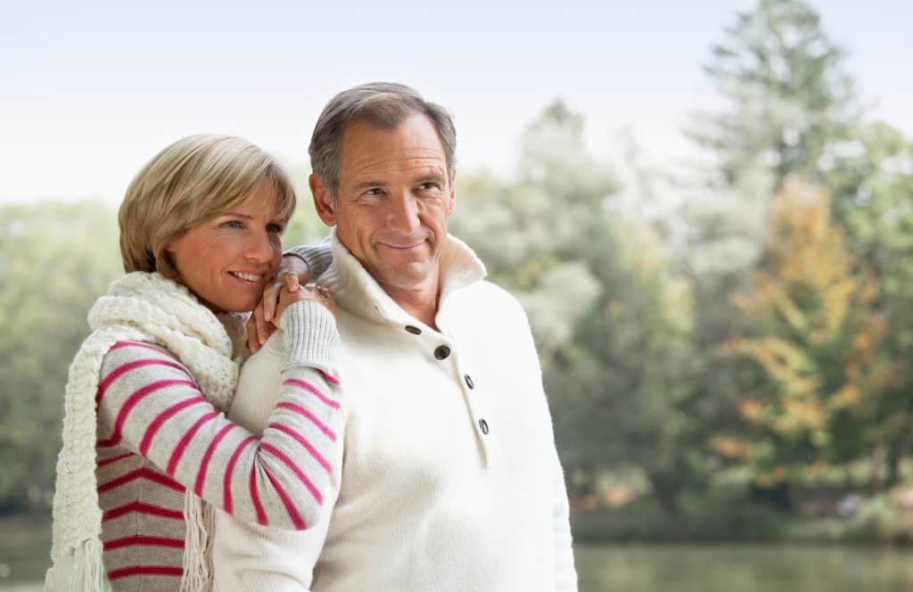 Middle aged couple at a lake