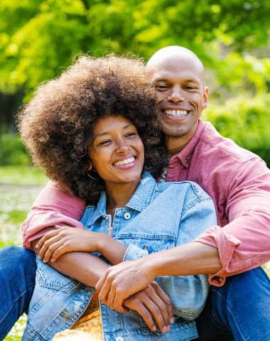 African american couple dating at the park